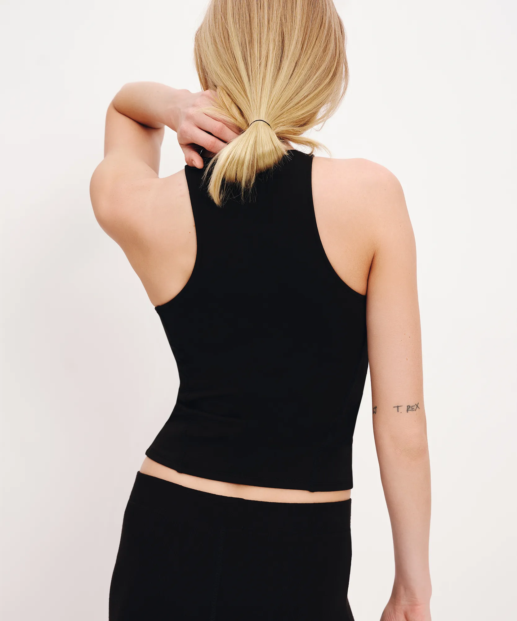 Pima Cotton Racer Top - Black