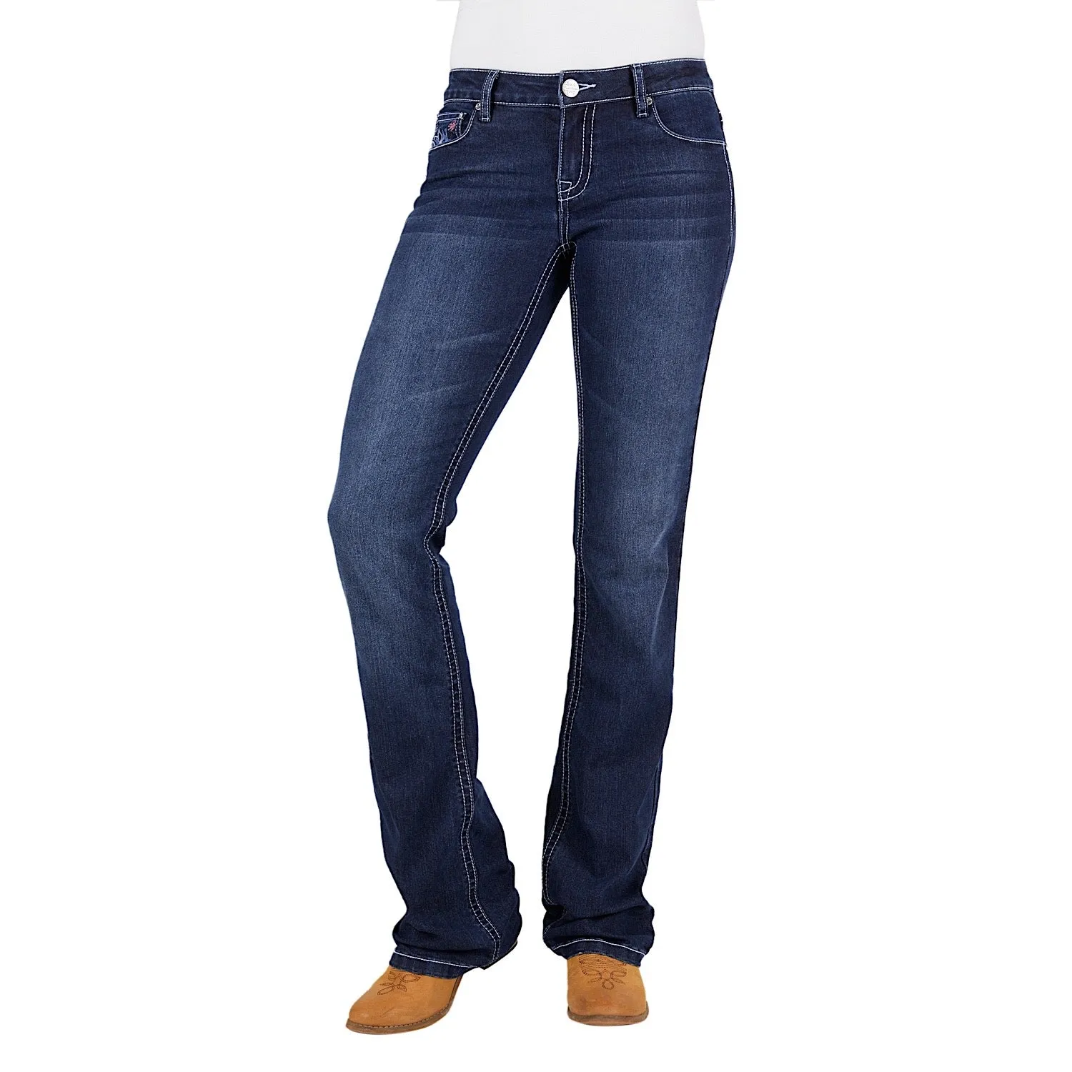 Pure Western Womens Carole Relaxed Rider Jean-Dark Wash
