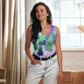 Purple Clouds and Pine Tree Forest Sublimation Tank Top