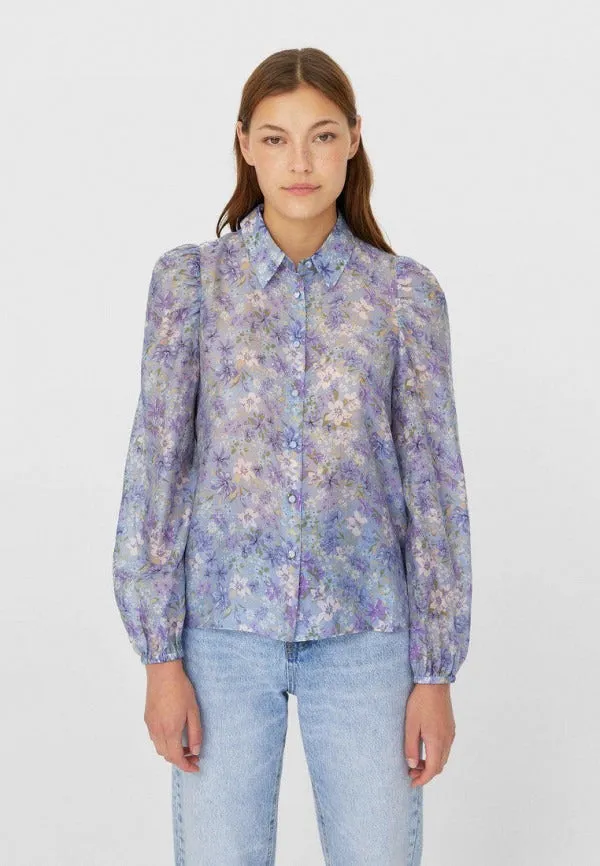 Purple Printed Long Sleeve Shirt