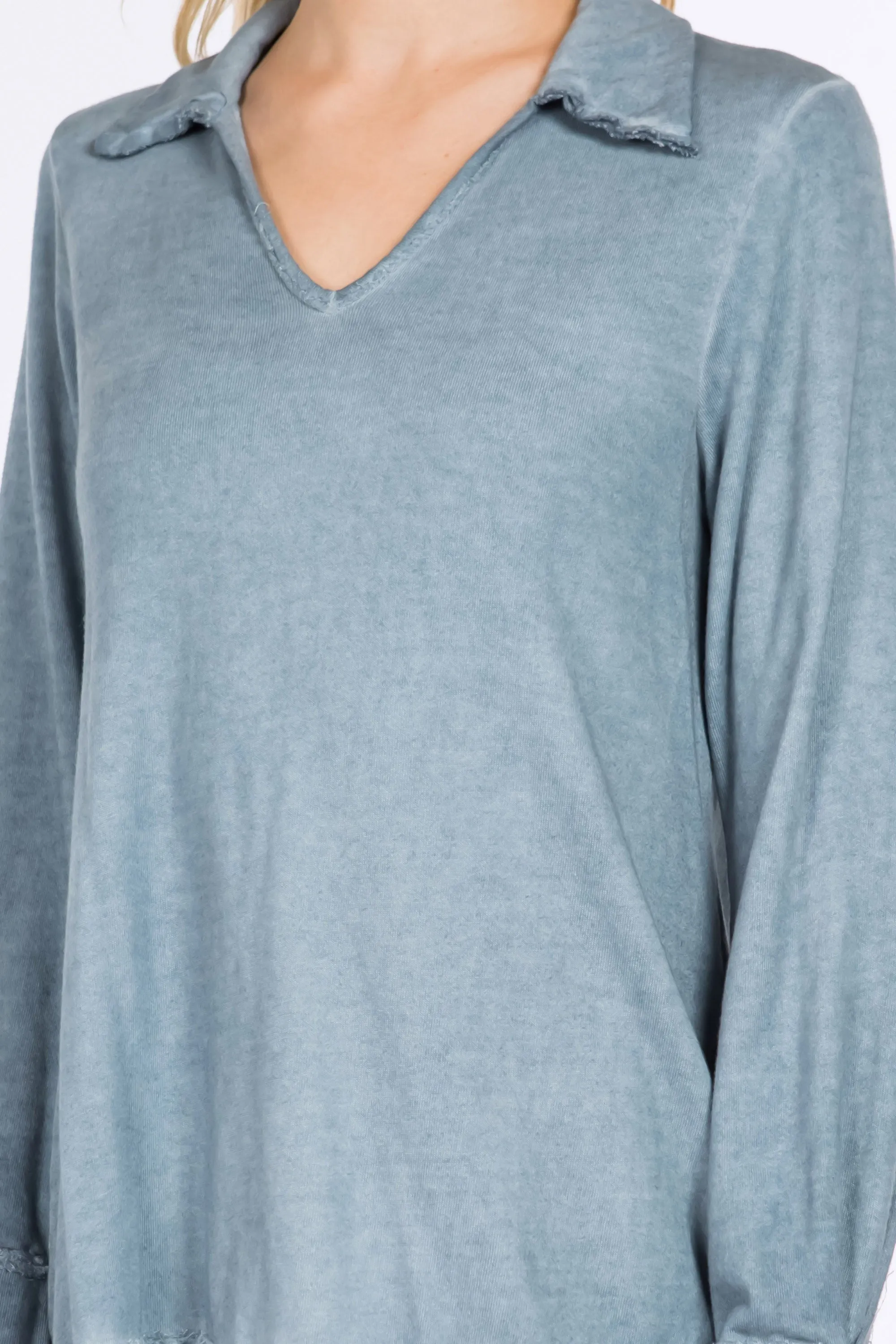 Raw Edge Split Neck Tunic