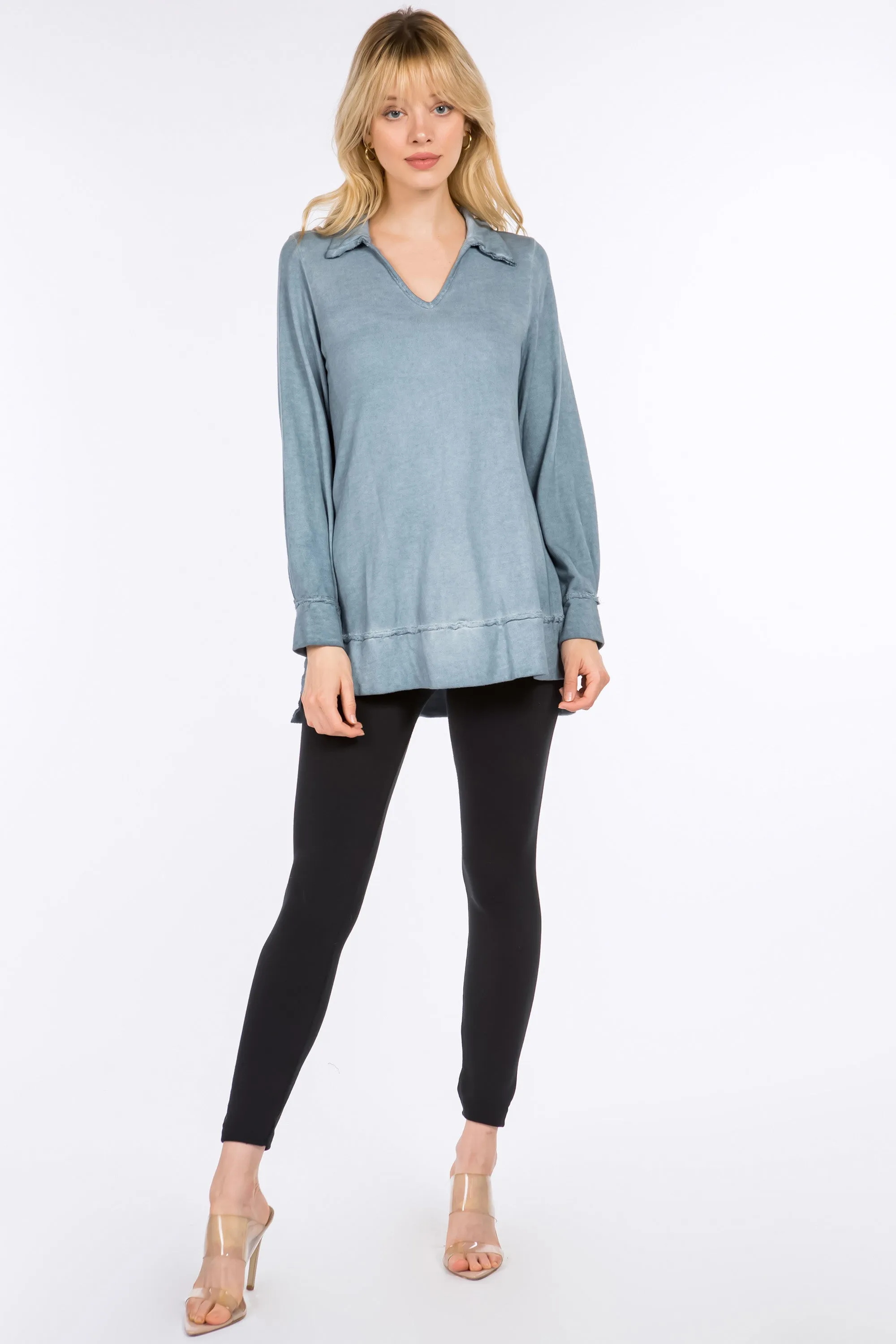 Raw Edge Split Neck Tunic