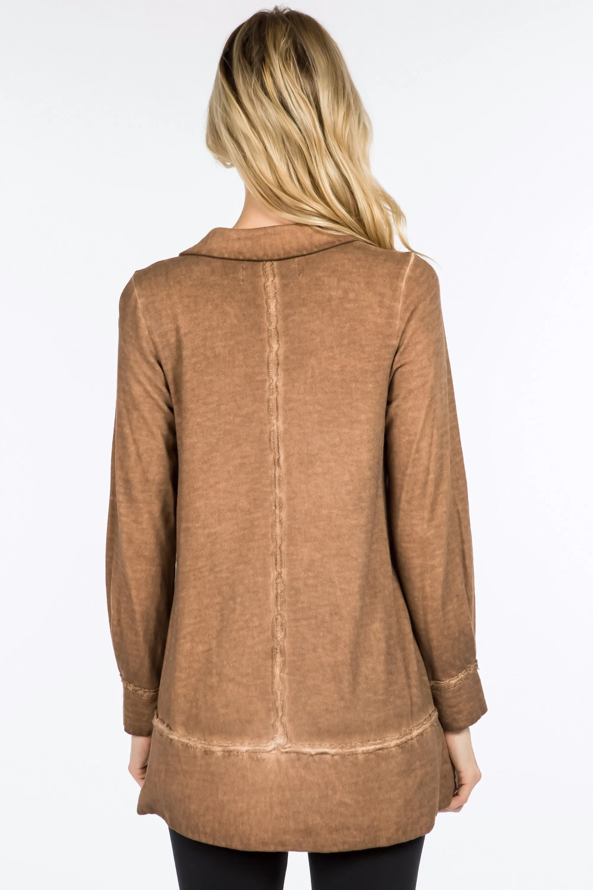 Raw Edge Split Neck Tunic