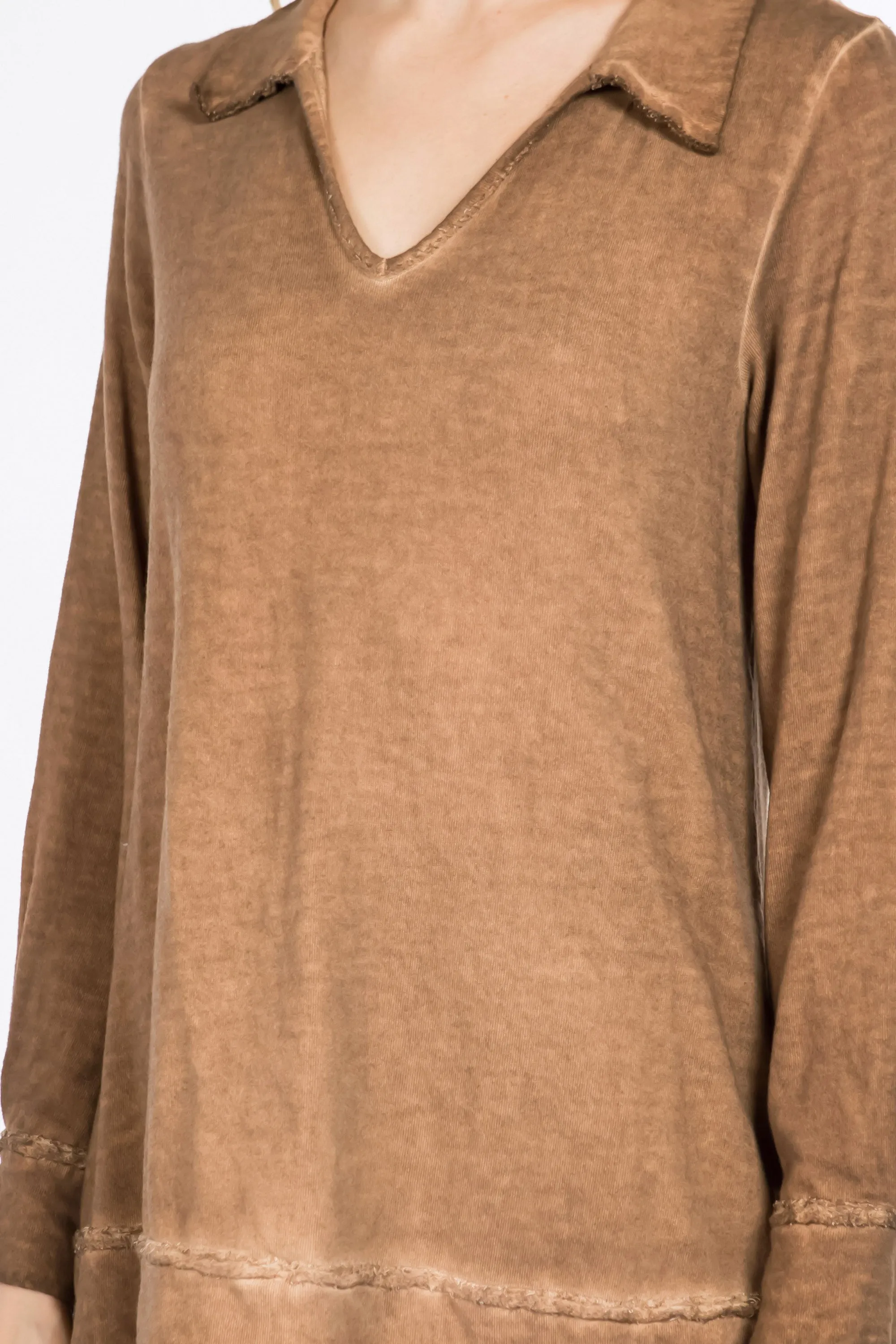 Raw Edge Split Neck Tunic