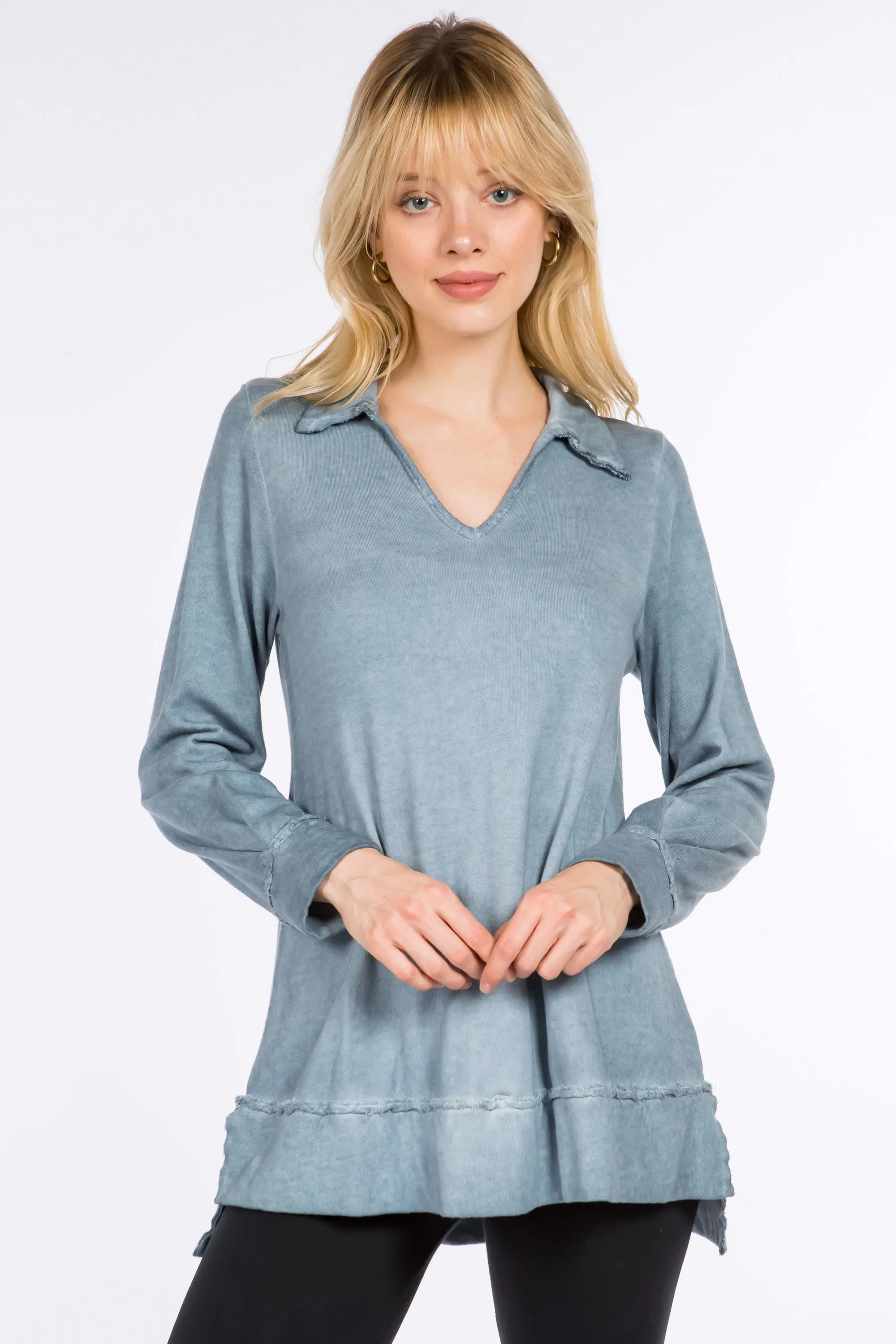 Raw Edge Split Neck Tunic