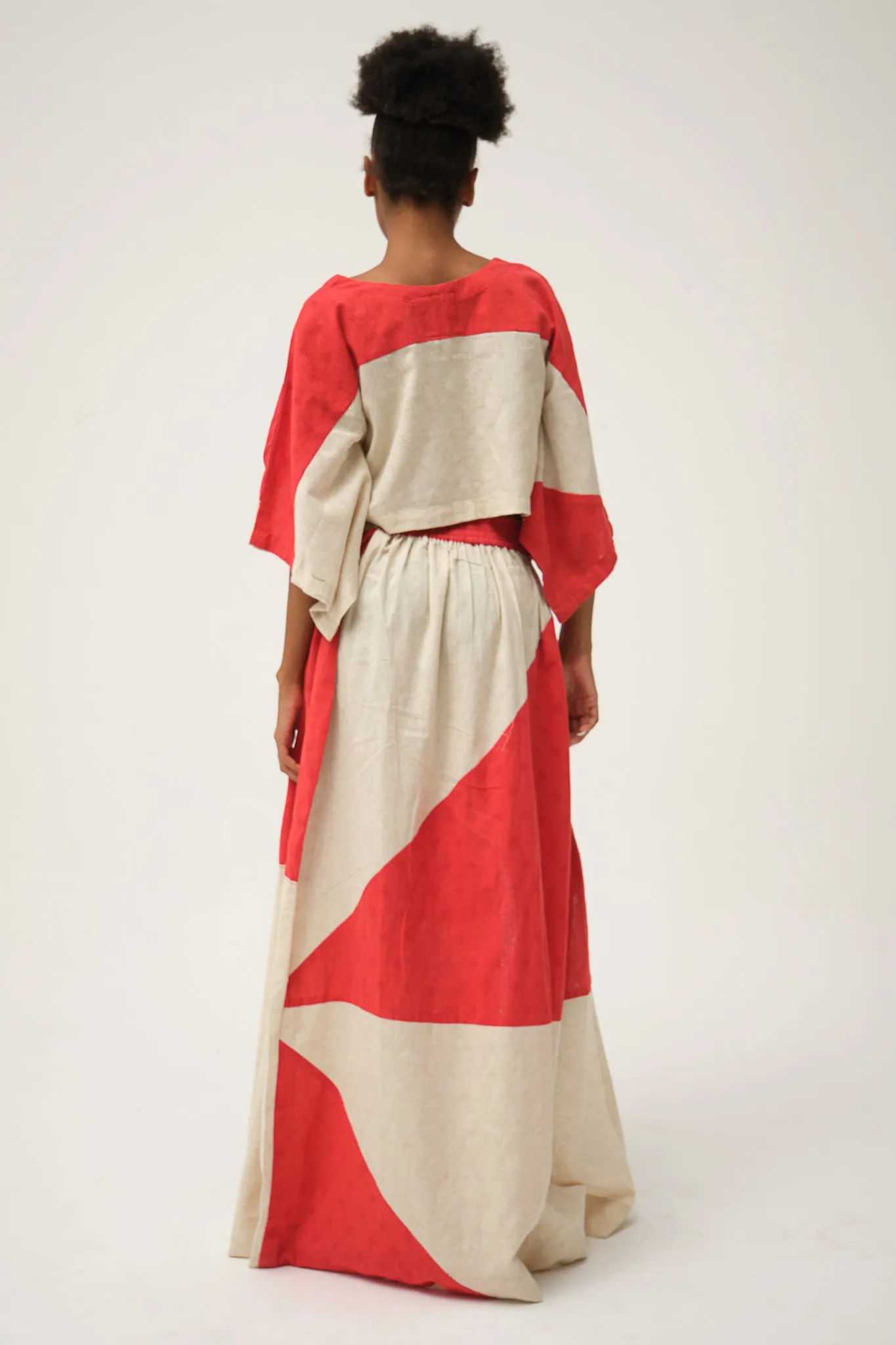 Red Hand-woven Organic Cotton Top and Skirt SIMPSON SET
