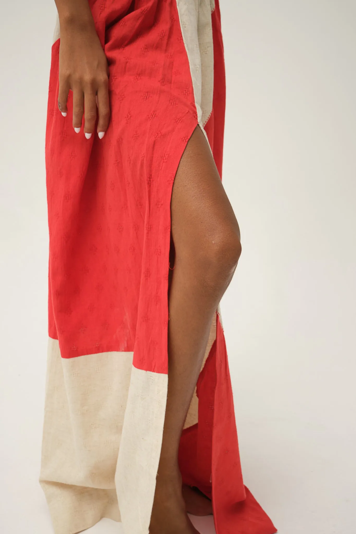 Red Hand-woven Organic Cotton Top and Skirt SIMPSON SET