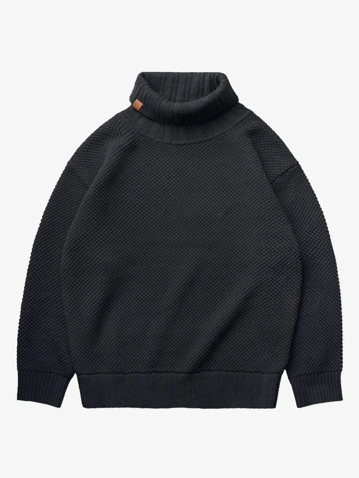 Ribbed Trim Turtleneck Knitted Sweater