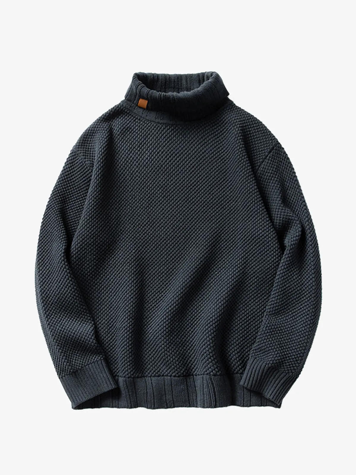 Ribbed Trim Turtleneck Knitted Sweater