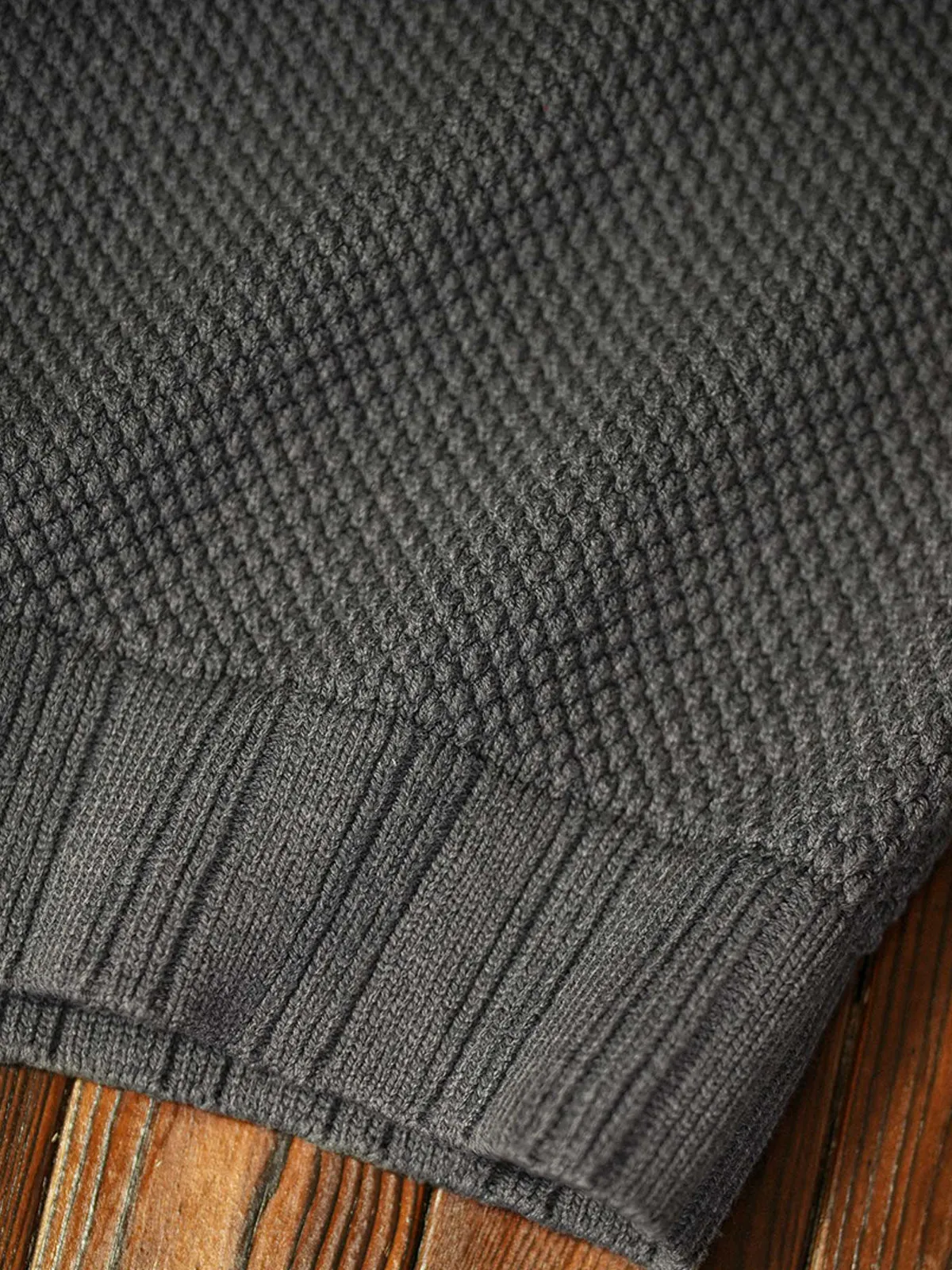 Ribbed Trim Turtleneck Knitted Sweater