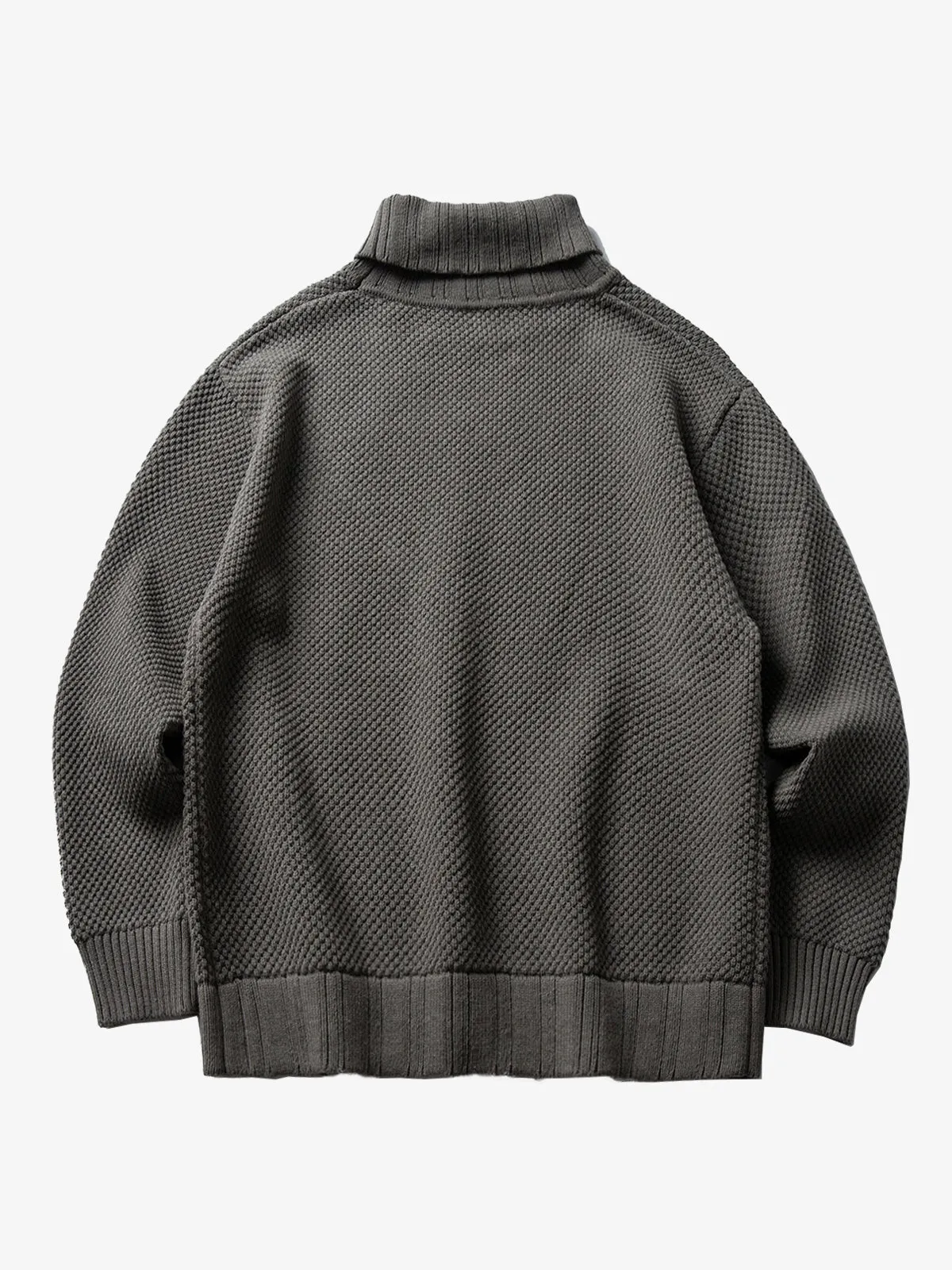 Ribbed Trim Turtleneck Knitted Sweater