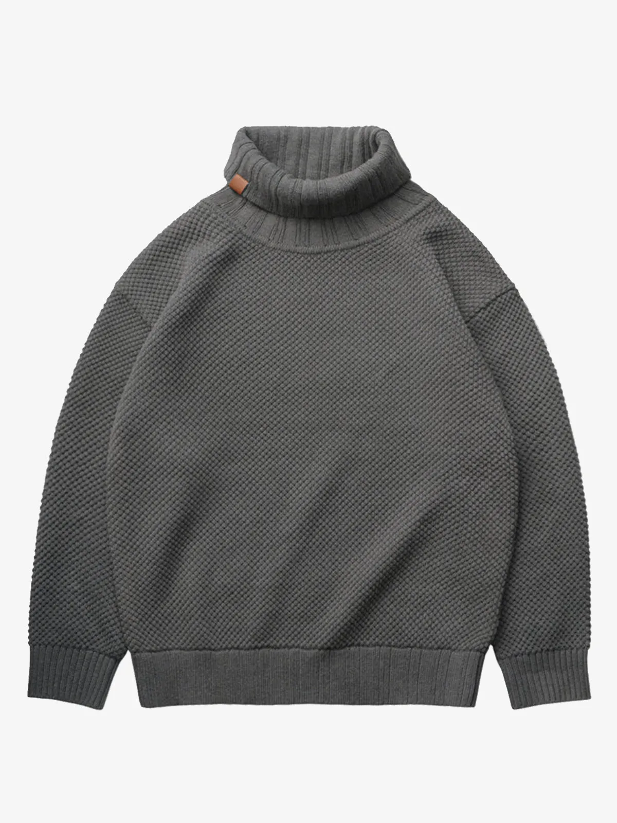 Ribbed Trim Turtleneck Knitted Sweater