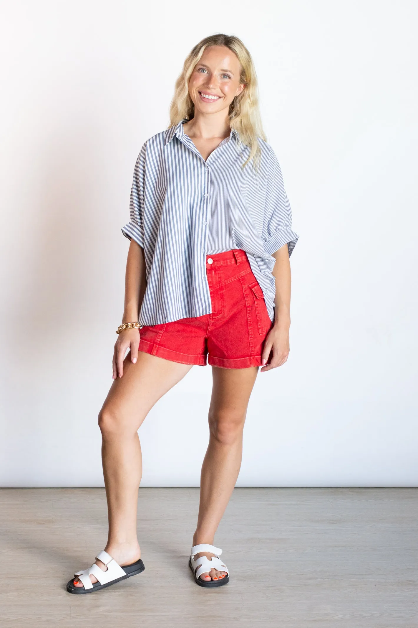 Simply Trendy Navy Striped Button Down