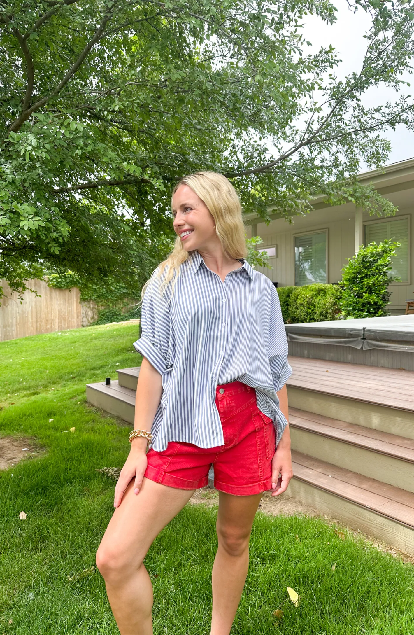 Simply Trendy Navy Striped Button Down