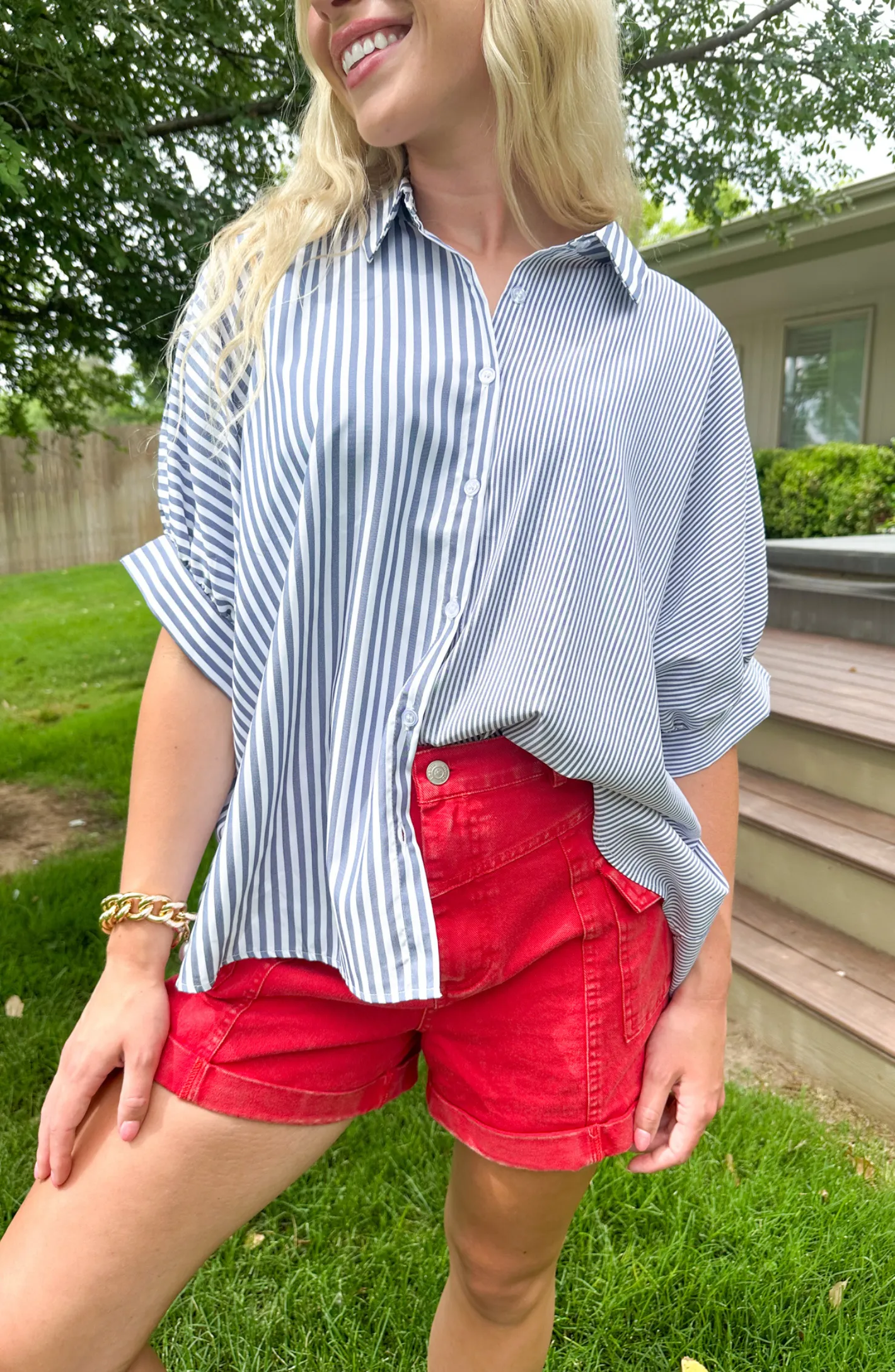 Simply Trendy Navy Striped Button Down
