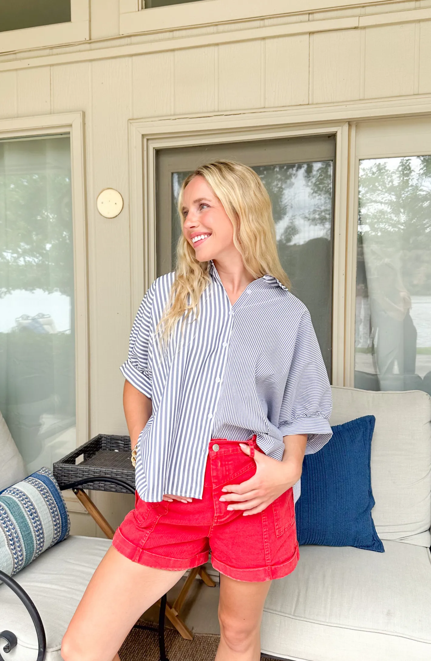 Simply Trendy Navy Striped Button Down