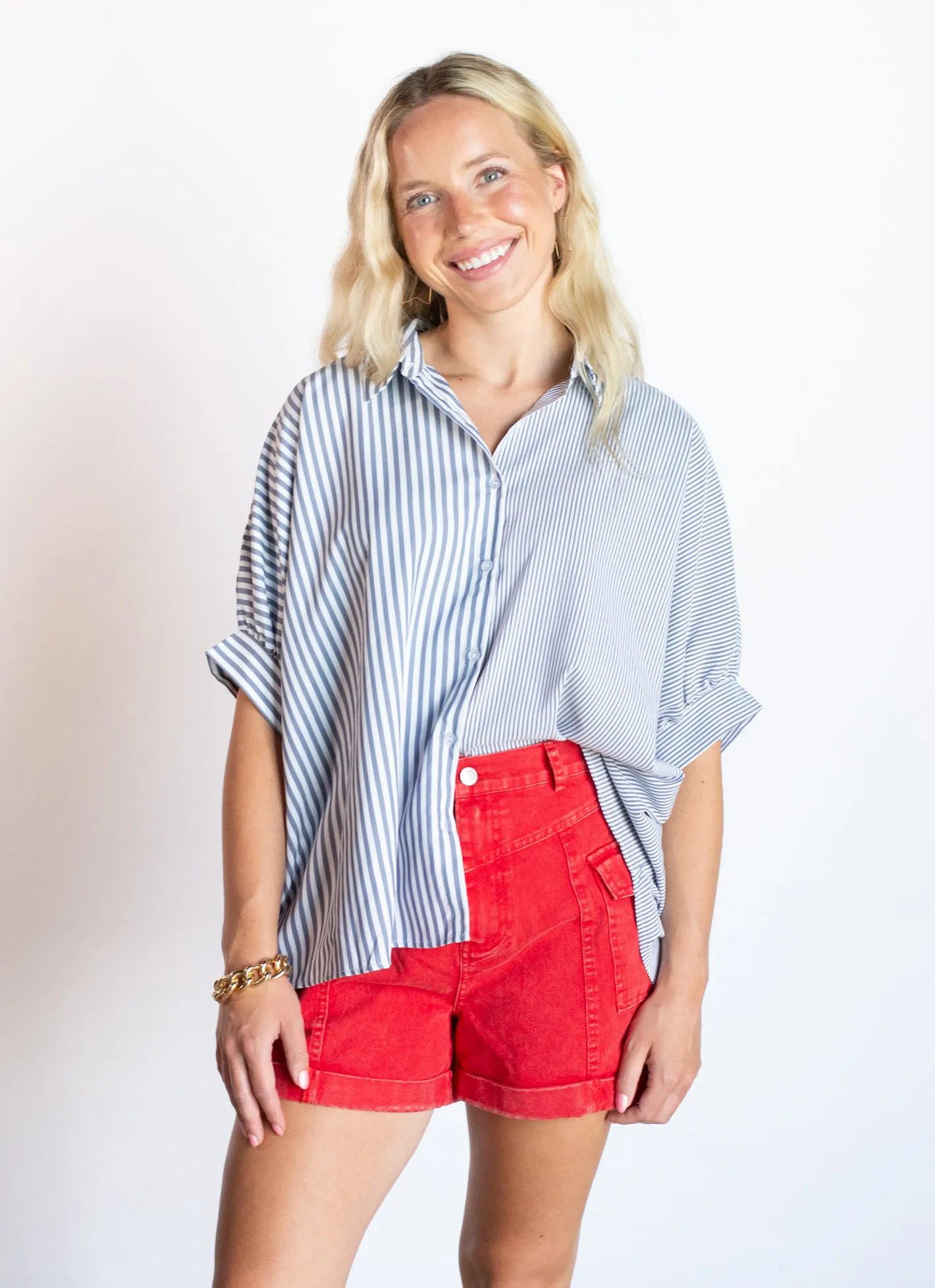 Simply Trendy Navy Striped Button Down