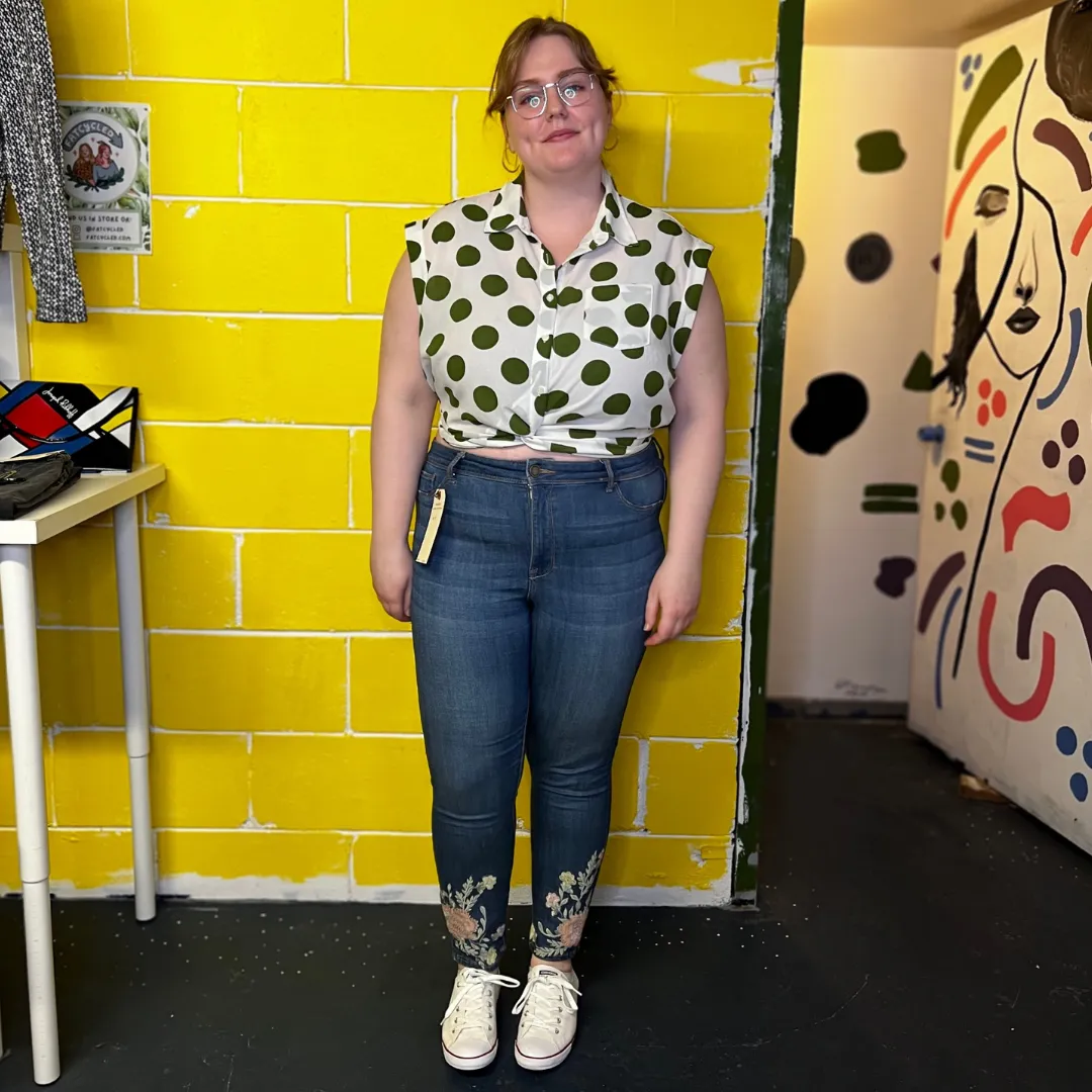 skinny embroidered jeans - 16