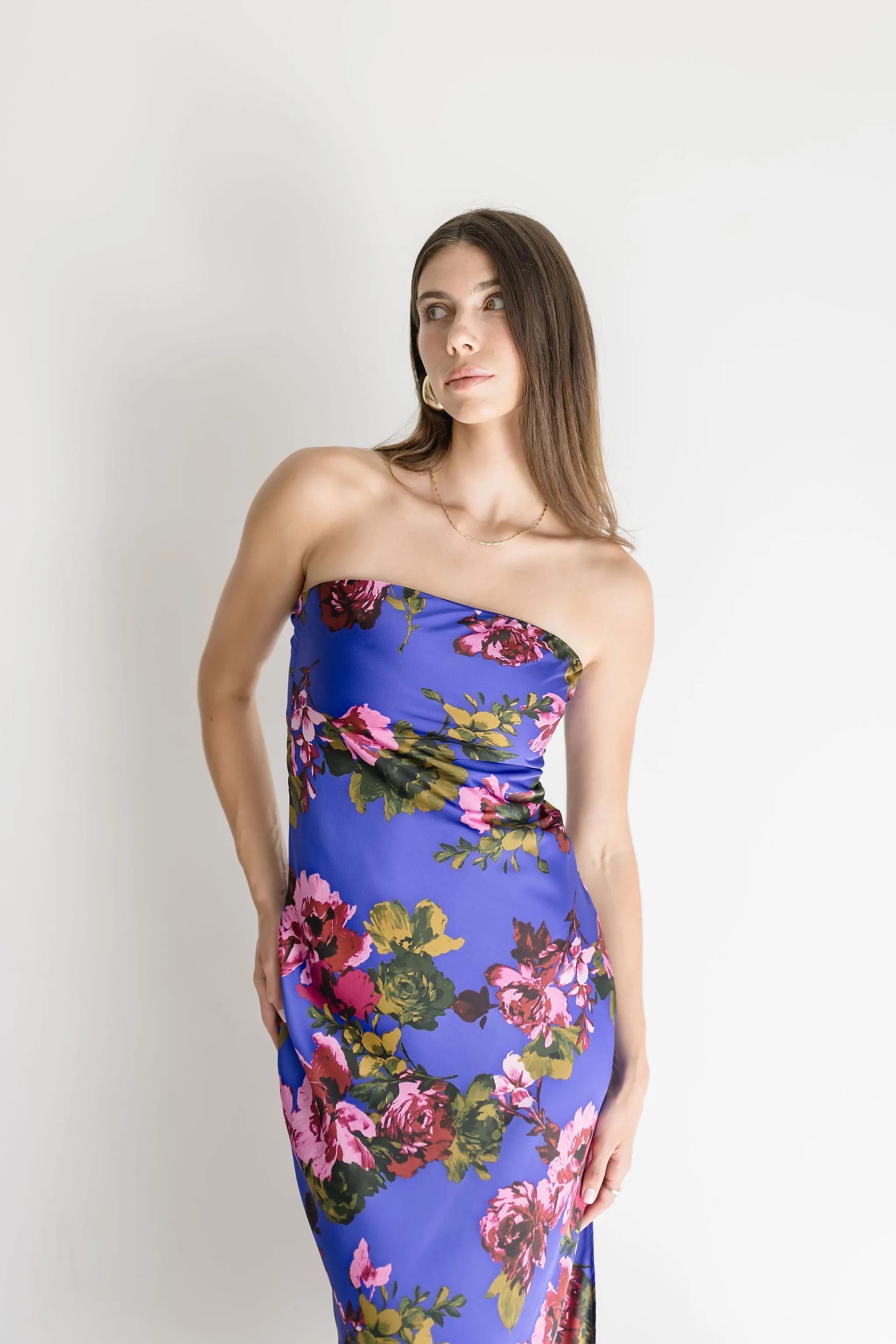 Stella Sleeveless Floral Print Maxi Dress Navy