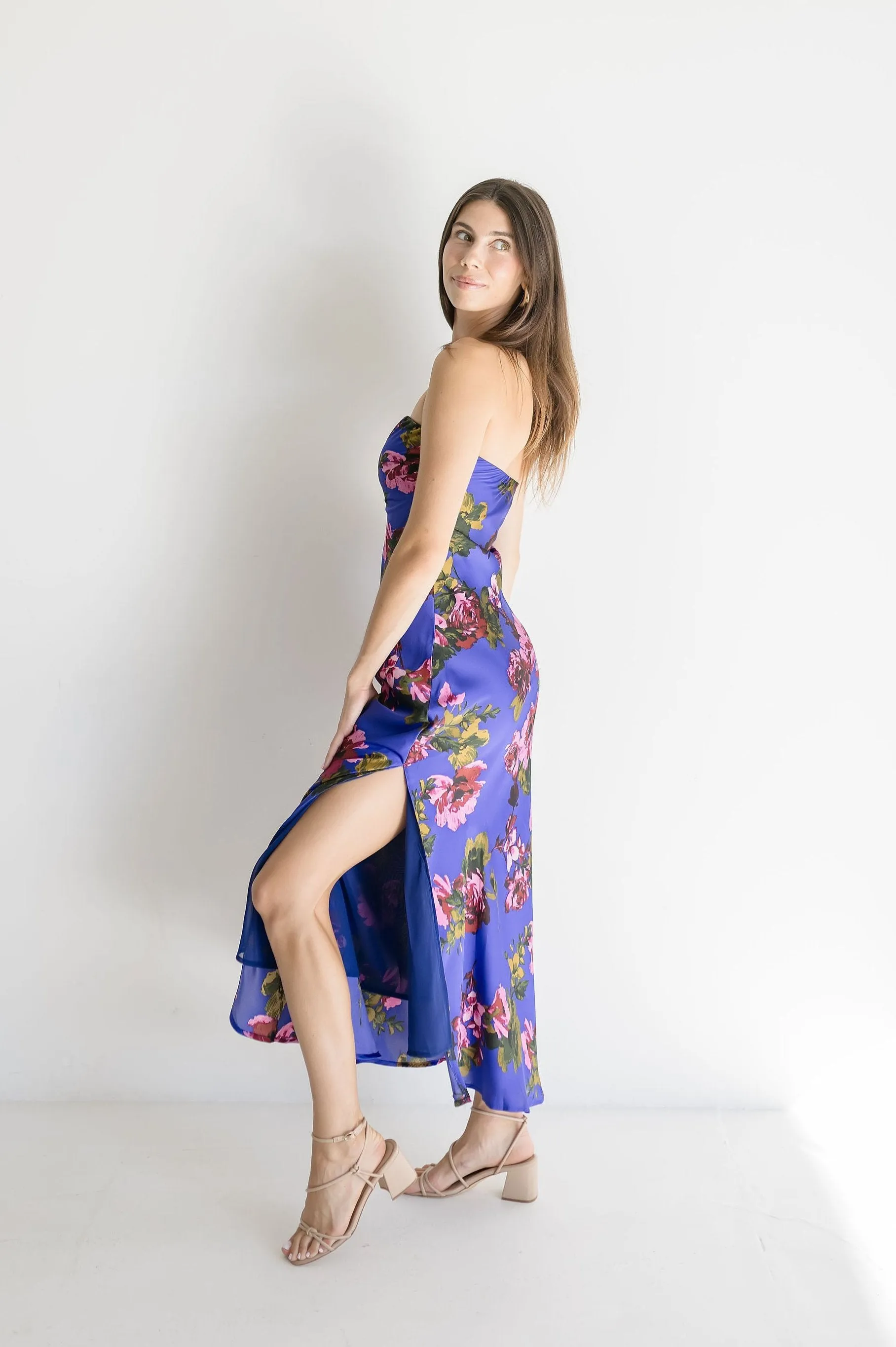 Stella Sleeveless Floral Print Maxi Dress Navy