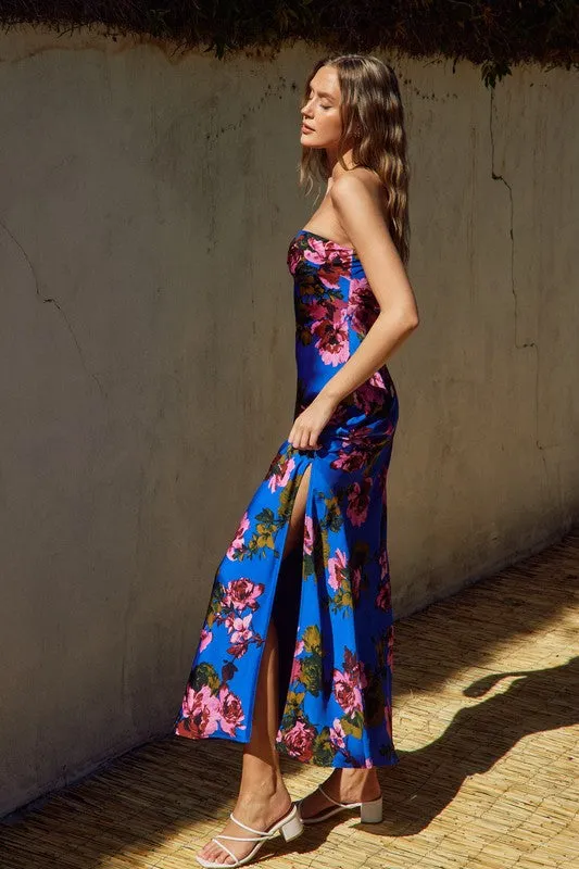 Stella Sleeveless Floral Print Maxi Dress Navy