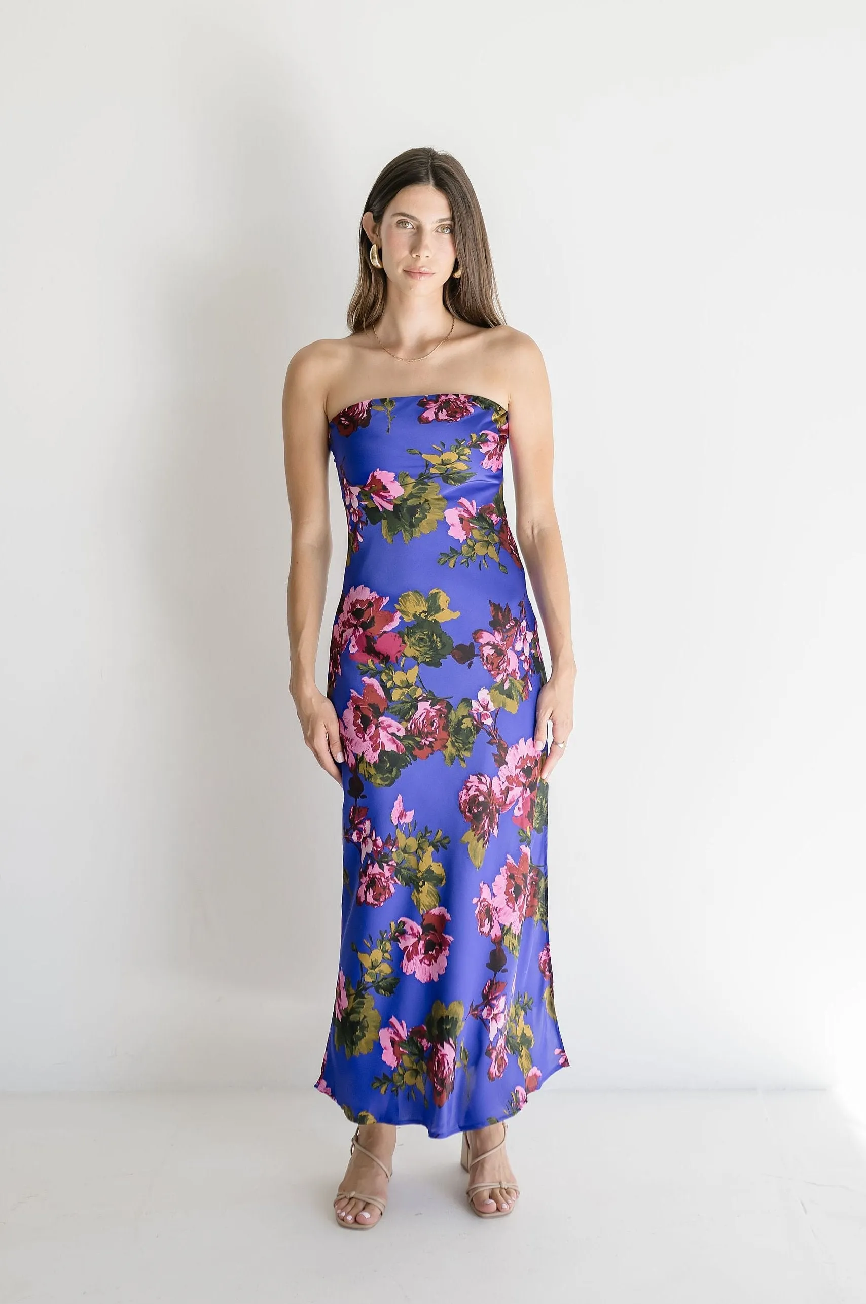 Stella Sleeveless Floral Print Maxi Dress Navy