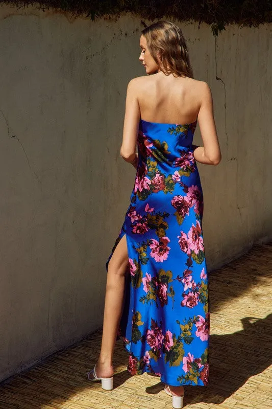 Stella Sleeveless Floral Print Maxi Dress Navy