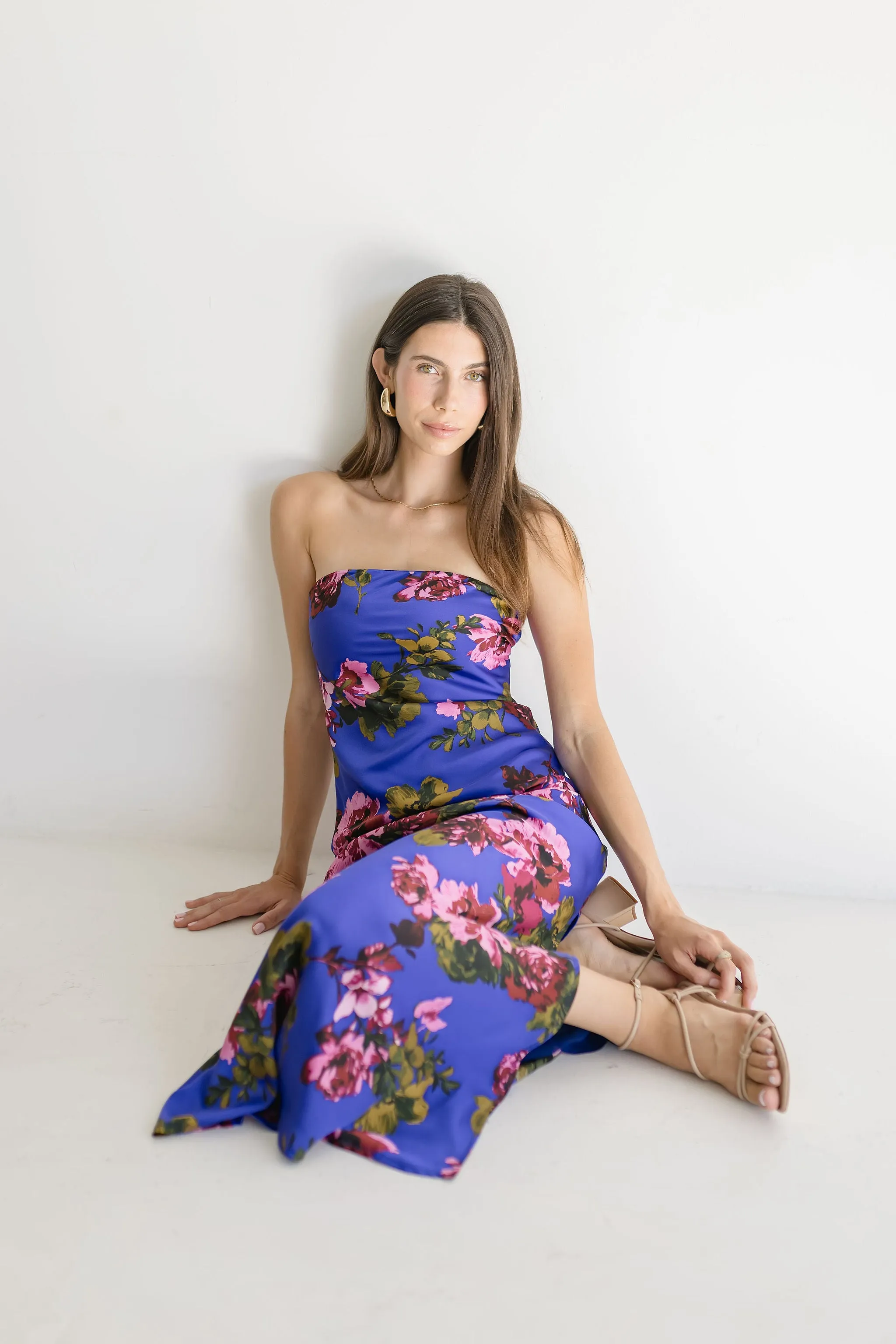 Stella Sleeveless Floral Print Maxi Dress Navy