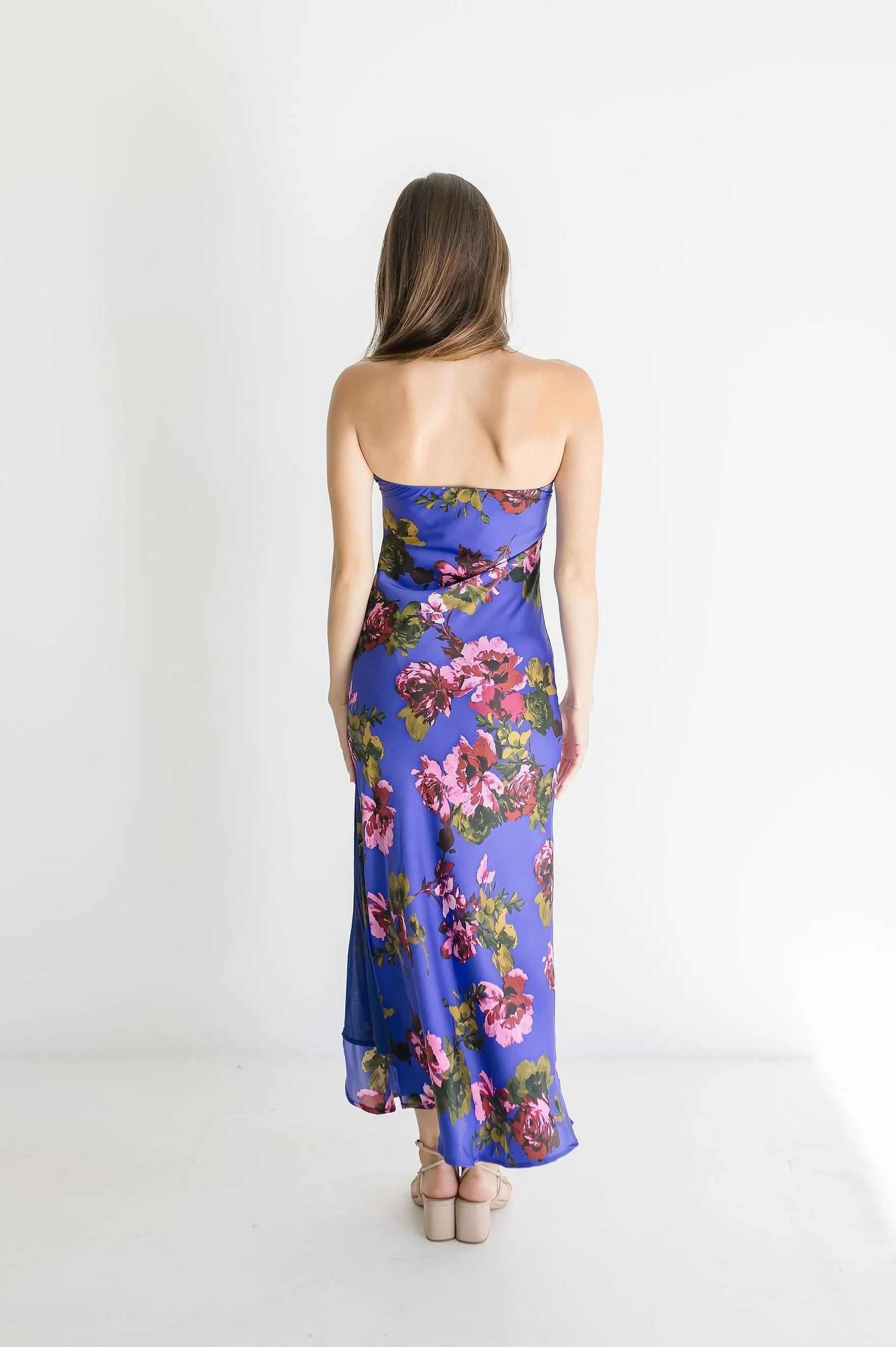 Stella Sleeveless Floral Print Maxi Dress Navy
