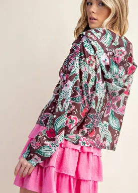 Tropical Print Lightweight Hooded Jacket