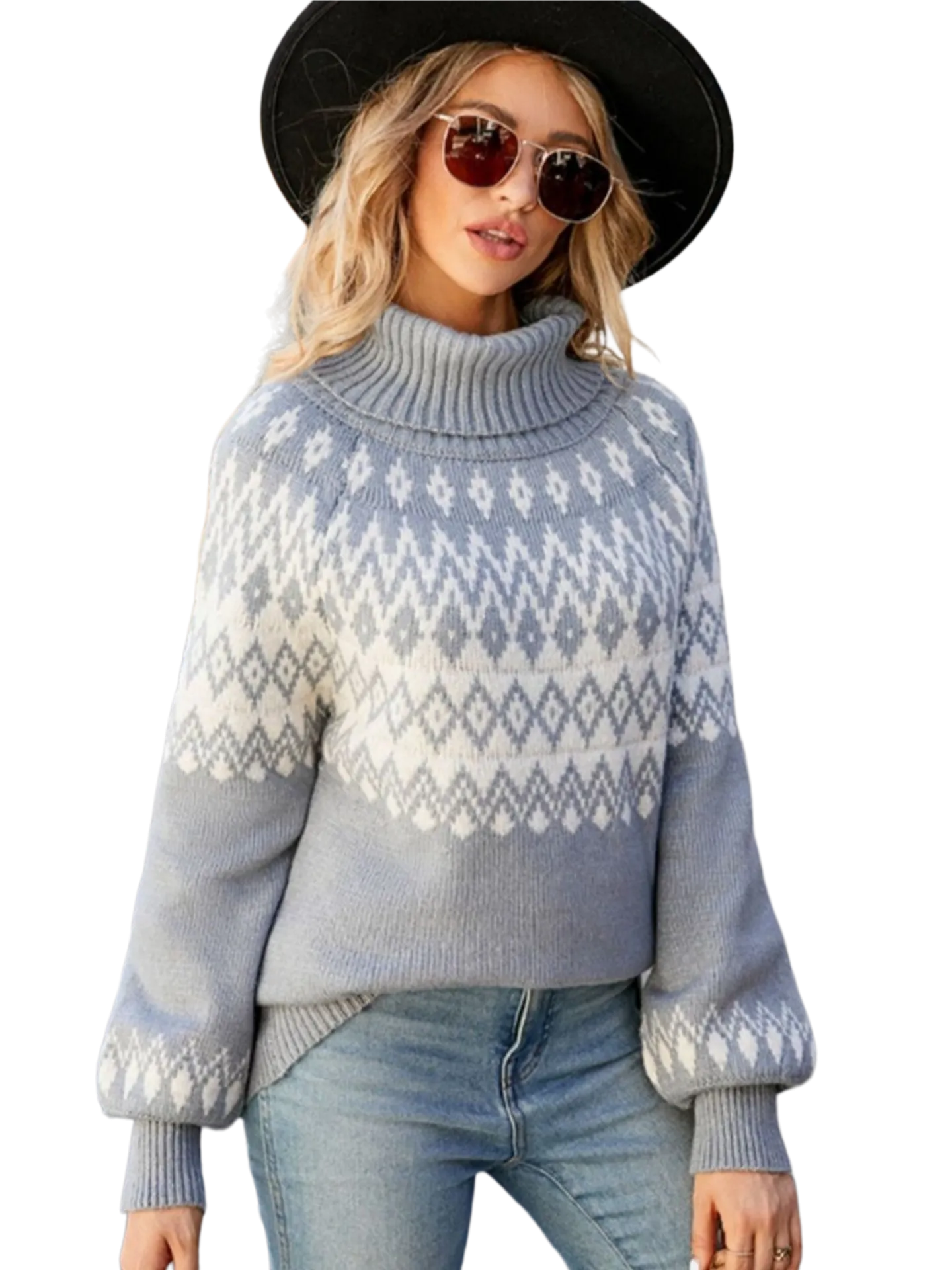 Turtleneck Lantern Sleeve Sweater