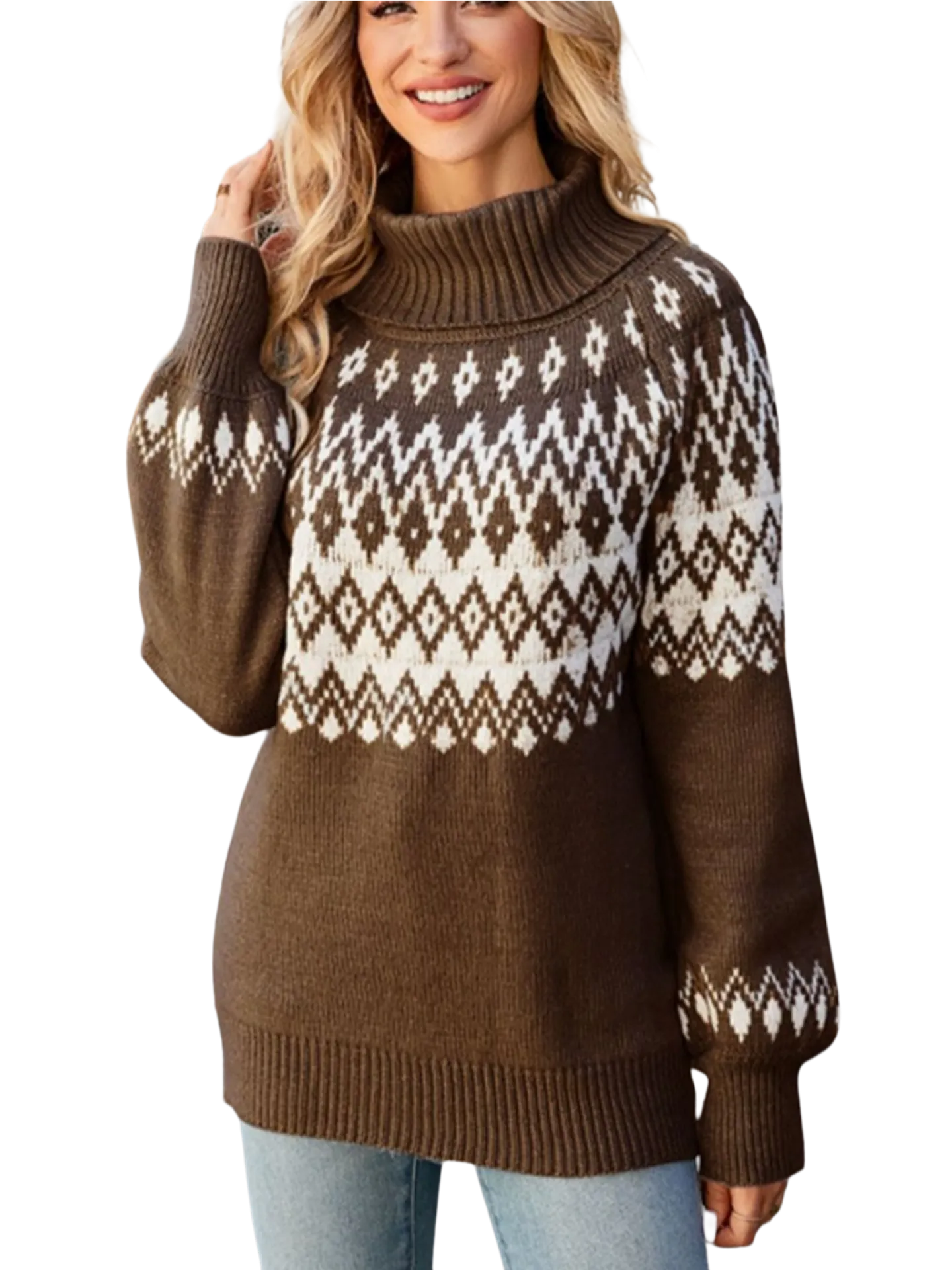 Turtleneck Lantern Sleeve Sweater