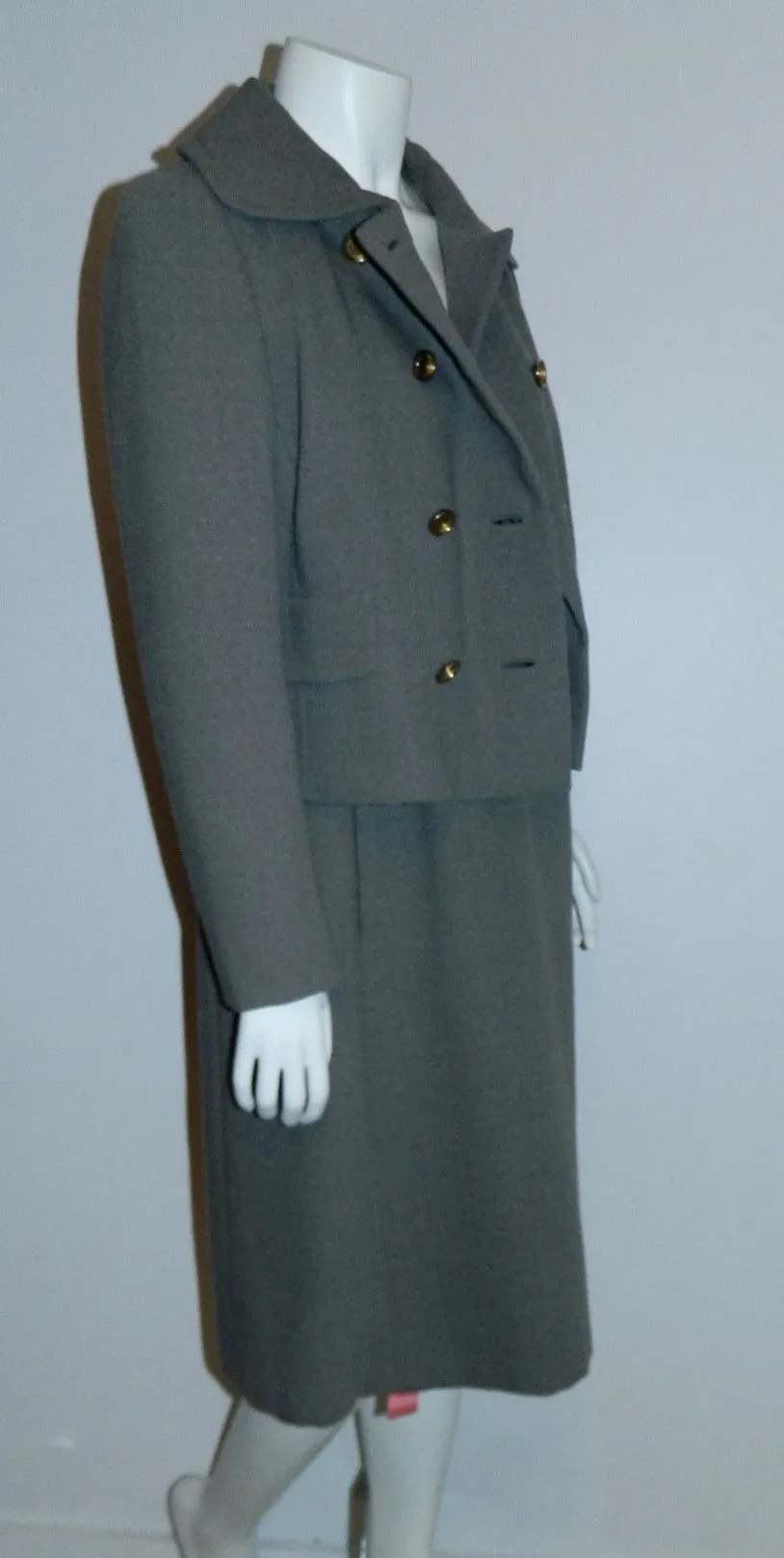 vintage 1960s ORIGINALA dress suit gray wool jumper / pea coat jacket S