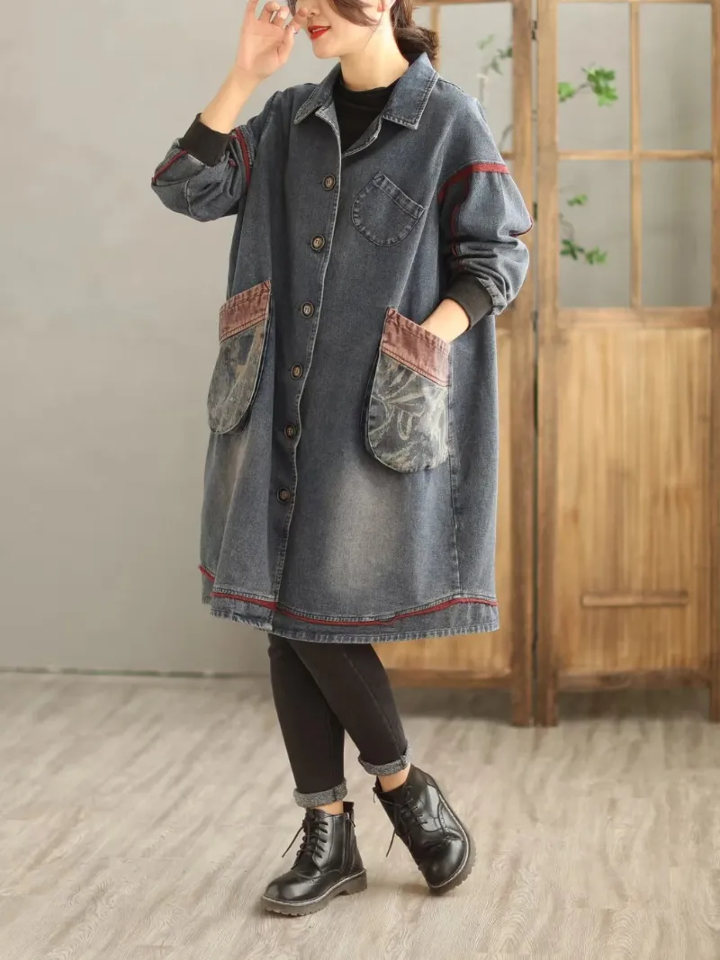 Women's Denim Long Sleeves Shirt Dress