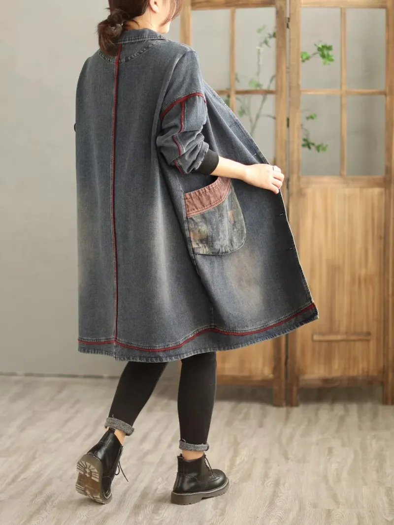 Women's Denim Long Sleeves Shirt Dress