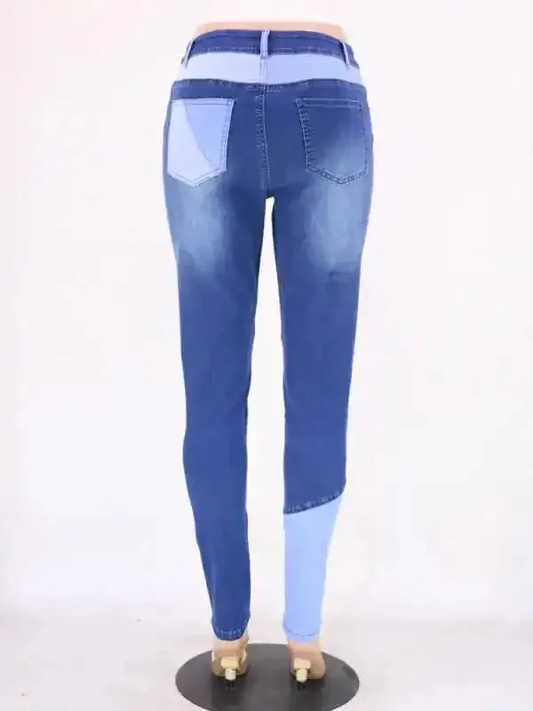 Women’s High Waist Colorblock Skinny Jeans