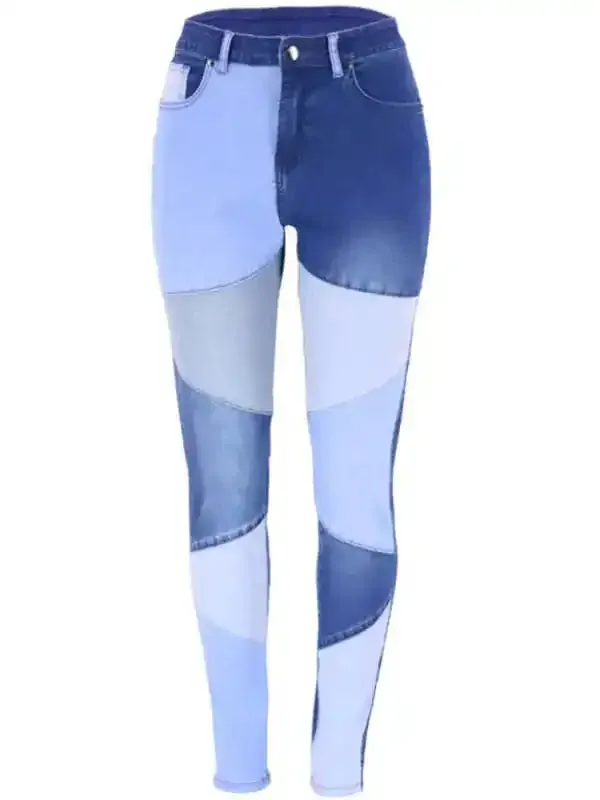 Women’s High Waist Colorblock Skinny Jeans