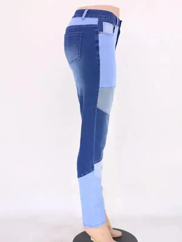 Women’s High Waist Colorblock Skinny Jeans