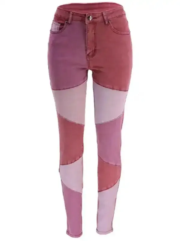 Women’s High Waist Colorblock Skinny Jeans