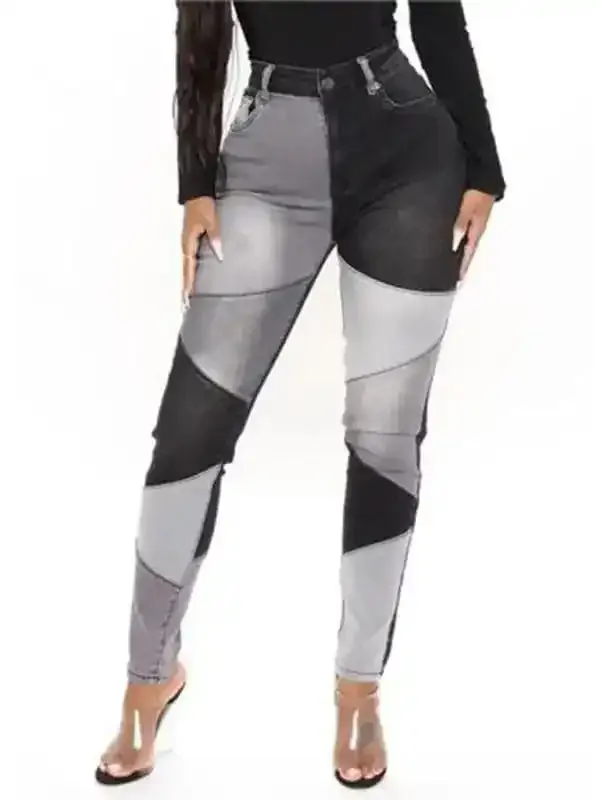 Women’s High Waist Colorblock Skinny Jeans