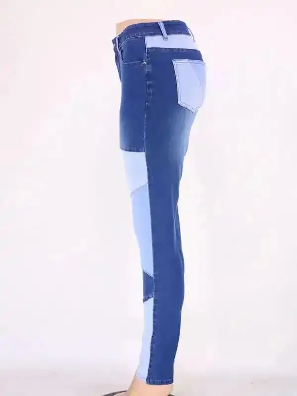 Women’s High Waist Colorblock Skinny Jeans