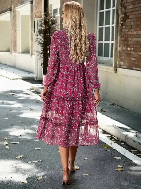 Women’s holiday casual floral earring dress