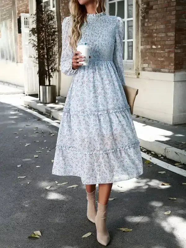 Women’s holiday casual floral earring dress