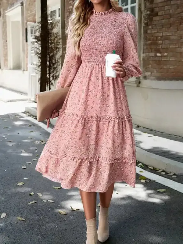 Women’s holiday casual floral earring dress