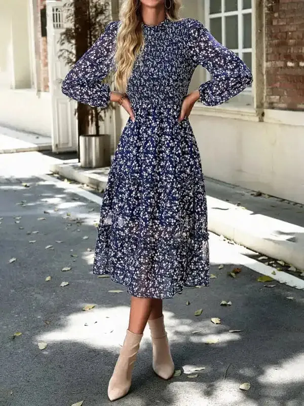 Women’s holiday casual floral earring dress