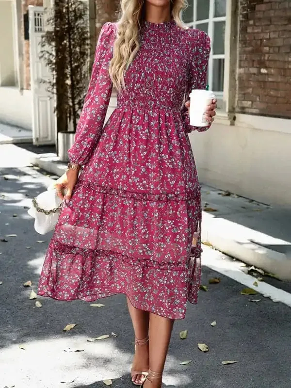 Women’s holiday casual floral earring dress
