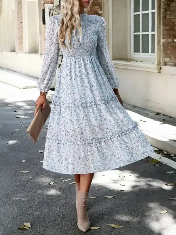 Women’s holiday casual floral earring dress