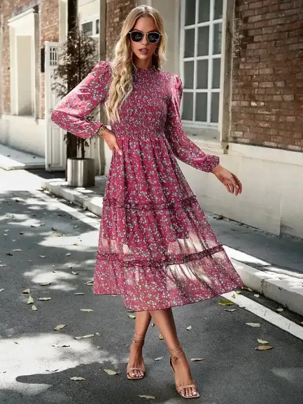 Women’s holiday casual floral earring dress