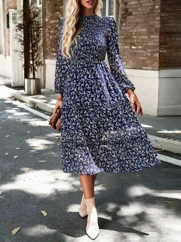 Women’s holiday casual floral earring dress