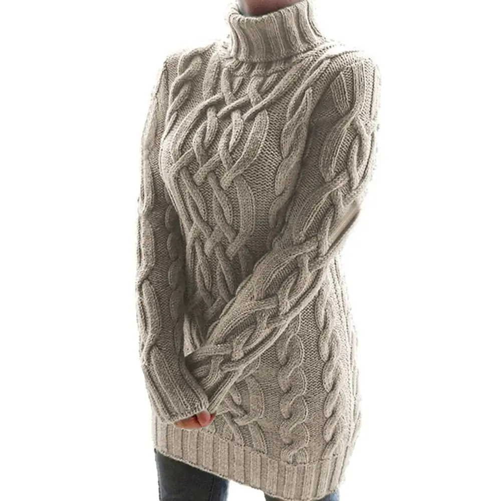 Women’s Turtleneck Twist Knitted Sweater Dress: Elegance & Warmth | Shop Now